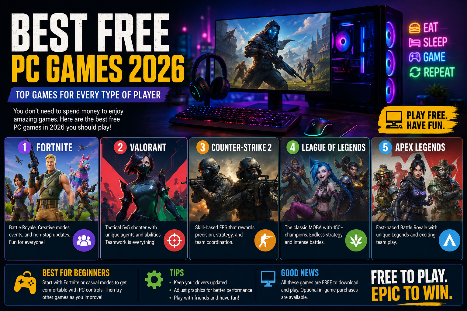 Best Free PC Games 2026: Top Games for Every Type of Player